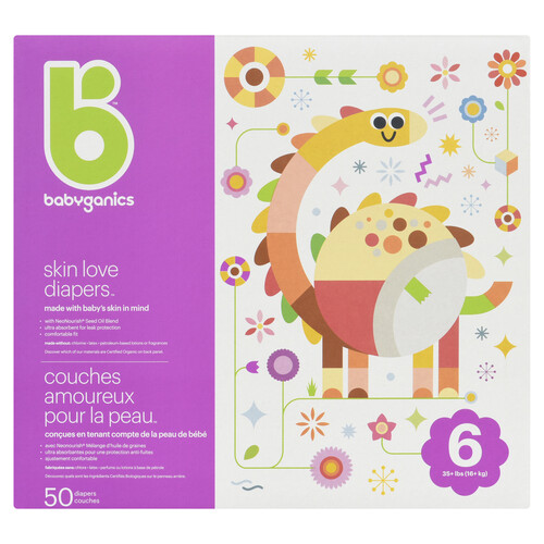 Babyganics Skin Love Diapers Size 6 50 Count