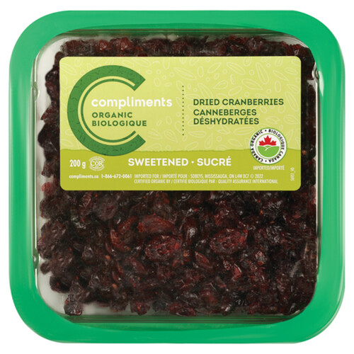 Compliments Organic Dried Fruit Cranberries 200 g