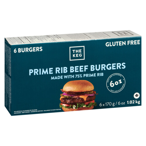 The Keg Gluten-Free Frozen Prime Rib Beef Burgers 1.02 kg
