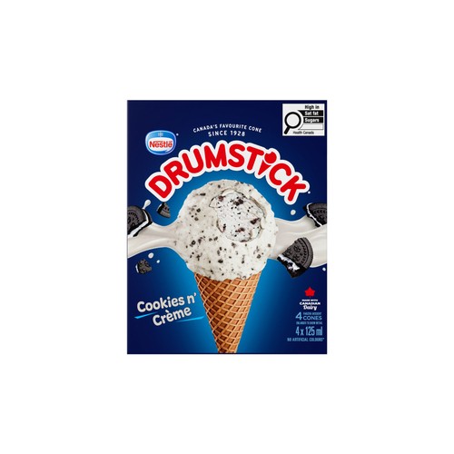 Nestlé Drumstick Frozen Dessert Cones Cookies And Creme 4 x 125 ml