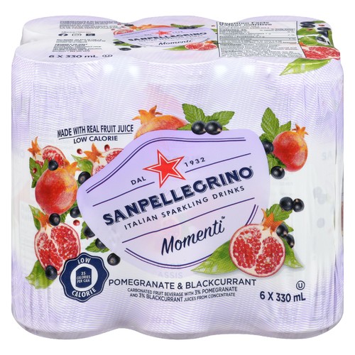 San Pellegrino Sparkling Water Pomegranate & Blackcurrant 6 x 330 ml (cans)
