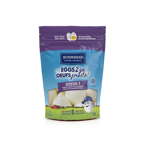 Burnbrae Farms Eggs2Go Omega 3 Eggs Hard Boiled & Peeled 6 Count