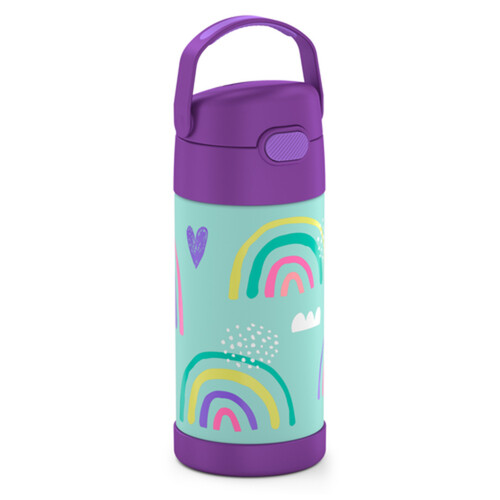 FUNtainer Vacuum Insulated Stainless Steel Bottle With Straw Rainbows 350 ml