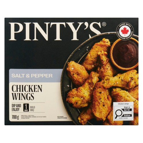 Pintys Salt & Cracked Black Pepper Glazed  Seasoned, Cut up, Fully Cook Chicken Wings 700 g