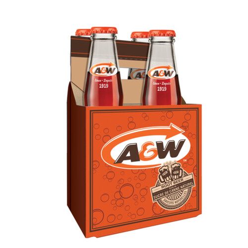 A&W Soft Drink Root Beer Glass 4 x 341 ml (bottles)