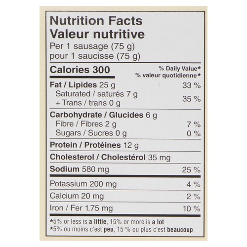 Maple Leaf 50/50 Pork & Plant-Based Dinner Sausages 375 g (frozen)