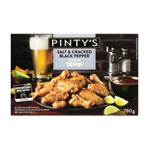 Pinty's Frozen Chicken Wings Glazed Seasoned Salt & Cracked Pepper 780 g