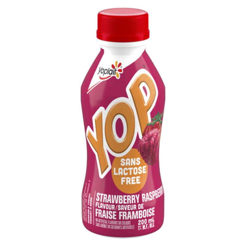 Yoplait Yop LactoseFree 1 Drinkable Yogurt Strawberry Raspberry 200