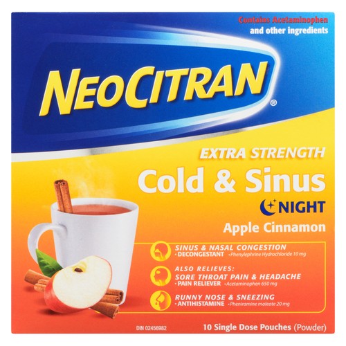 NeoCitran Night Extra Strength Cold & Sinus Apple Cinnamon EA