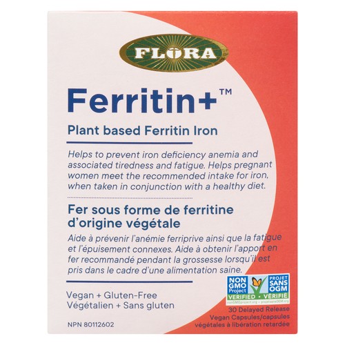 Flora Ferritin+ Nutritional Supplement Vegan Capsules 30 Count
