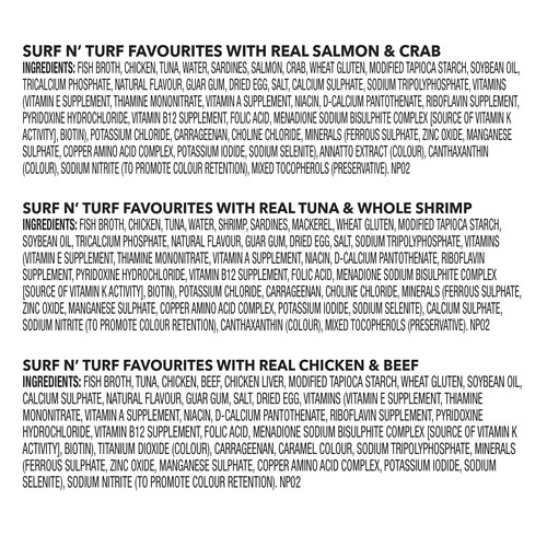 Meow Mix Wet Cat Food Tenders In Sauce Surf N' Turf Favourites Variety Pack 936 g