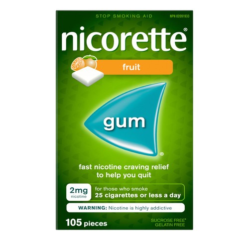 Nicorette Gum Nicotine 2 mg Fruit Flavour 105 Pieces