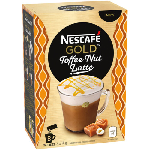 Nescafe Gold Instant Coffee Toffee Nut Latte 8 x 14 g - Voilà