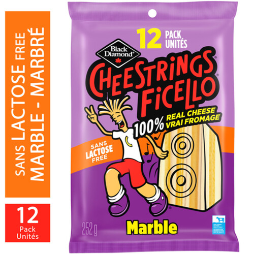 Black Diamond Lactose-Free Cheestrings Cheese Snack Marble 12 Pack 252 g