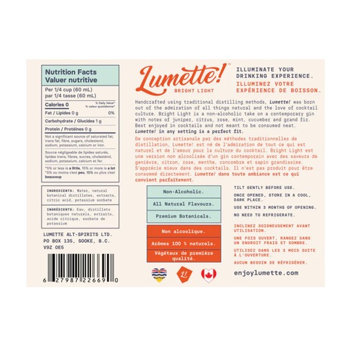 Lumette! Non Alcoholic Spirit Bright Light 375 ml (bottle)