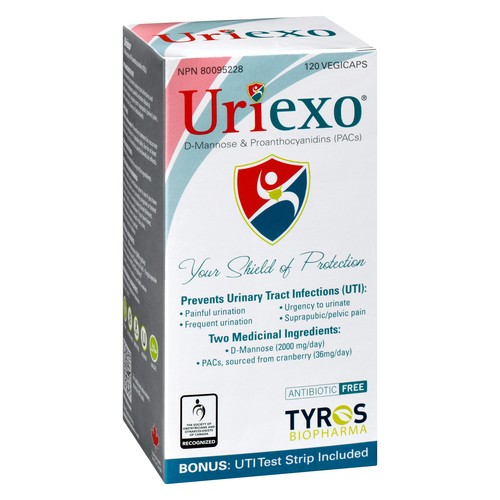 Uriexo Helps Prevent Urinary Tract Infections 120 Vegetable Capsules
