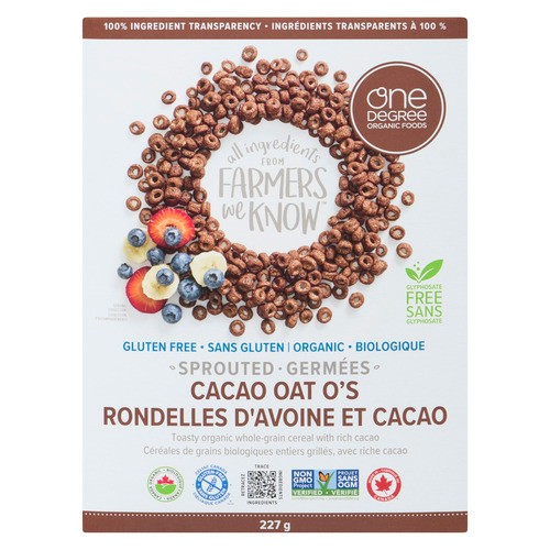 One Degree Organic Foods Cacao Oat O's Sprouted 227 g