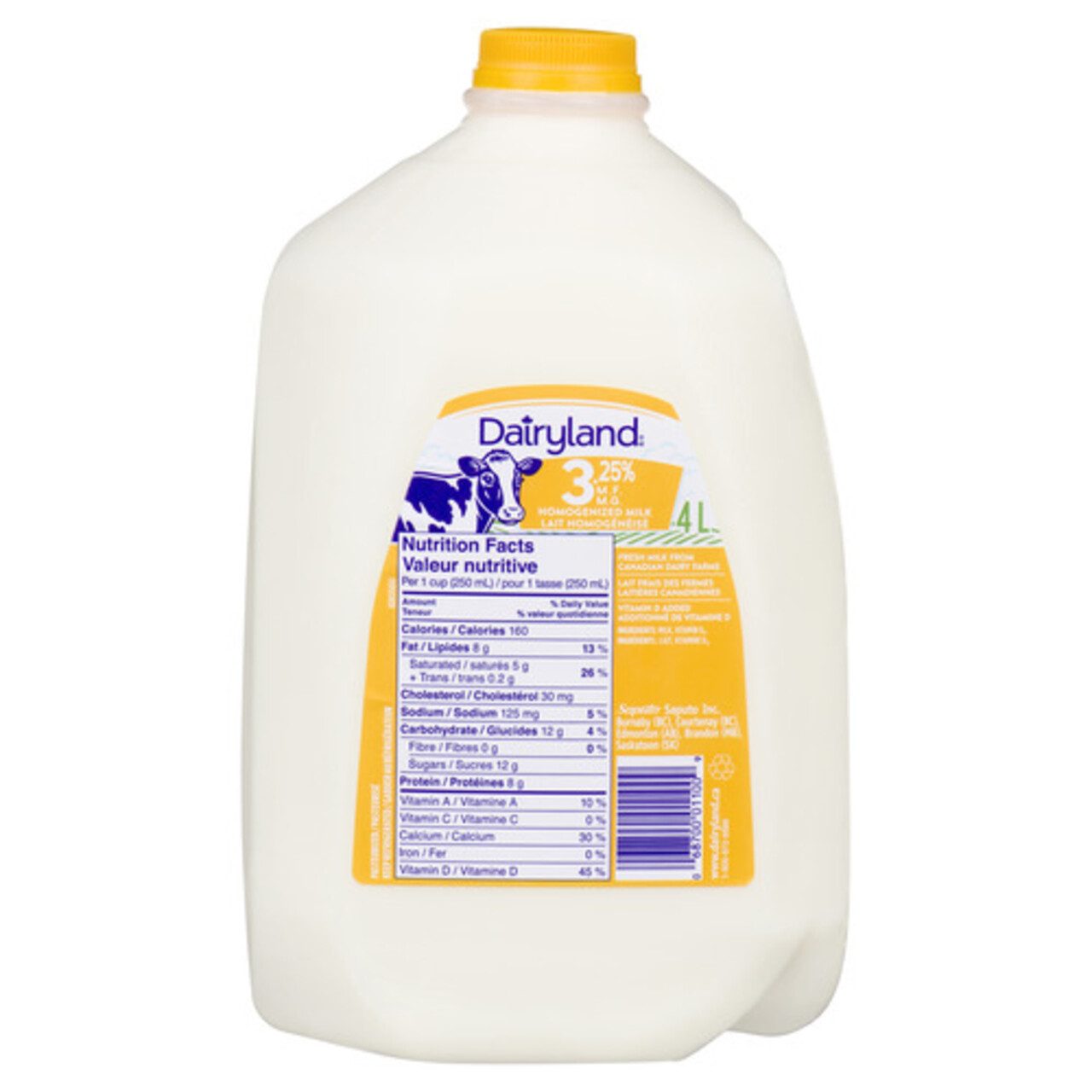Dairyland 3.25 Milk Homogenized 4 L Voilà Online Groceries & Offers