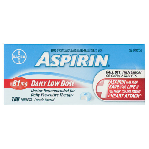 Aspirin Daily Low Dose Coated Caplets 180 EA