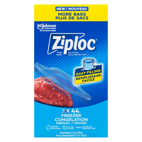 Ziploc Freezer Bags With New Grip'n Seal Technology Medium 44 Bags