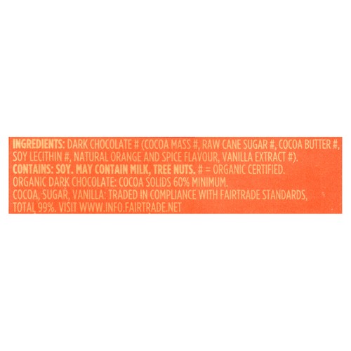 Green & Black's Organic Chocolate Bar 60% Dark Chocolate With Orange And Spices 90 g