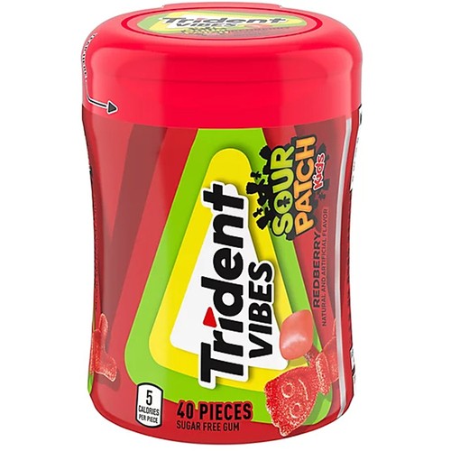Trident Vibes Sugar Free Gum Red Berry 40 EA