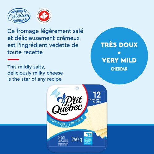 P’tit Québec Sliced Cheese Very Mild Cheddar 12 Slices 240 g