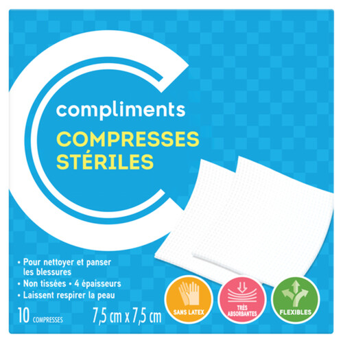 Compliments Sterile Pads 7.5 cm x 7.5 cm 10 Pack