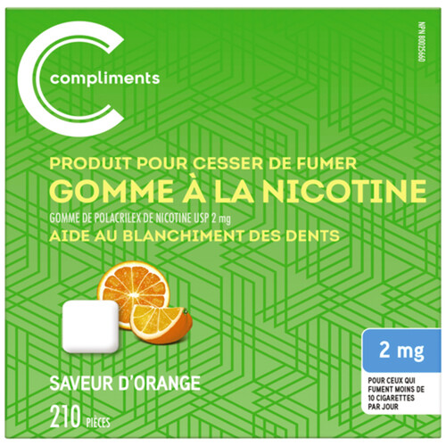 Compliments Anti Smoking Aid 2mg Nicotine Gum Orange 210 EA