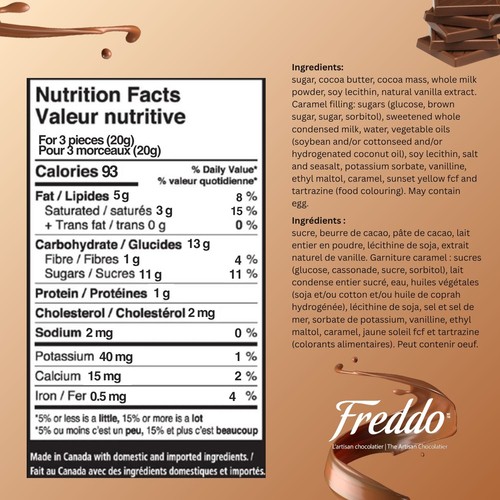 Freddo Caramel Filled Milk Chocolate Squares with Sea Salt & Caramel Thinner 132 g