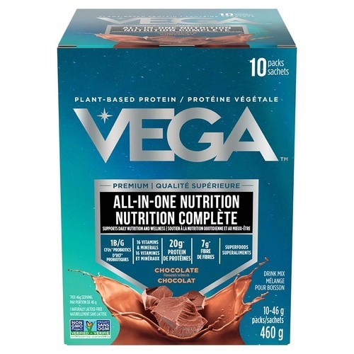 Vega One Gluten-Free All-In-One Protein Powder Shake Chocolate 10 x 46 g
