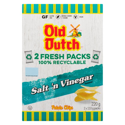 Old Dutch Potato Chips Salt N Vinegar 220 g