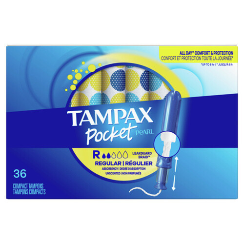 Tampax Pocket Pearl Tampons Regular Unscented 36 Count