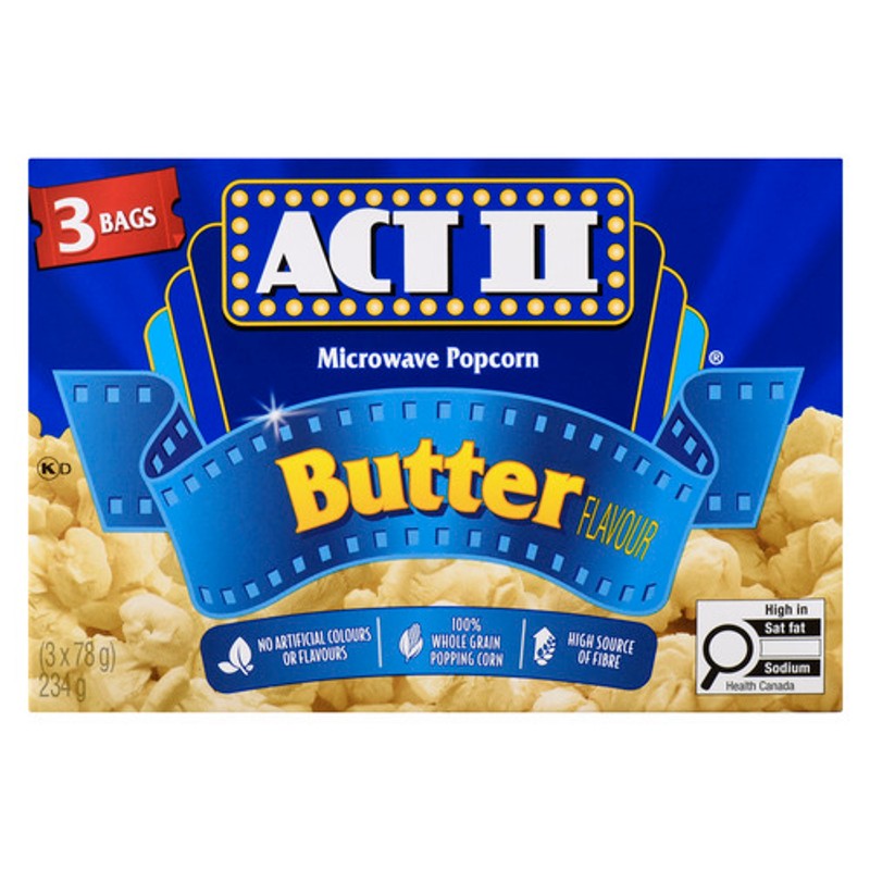 Act II Popcorn Butter 3 x 78 g - Voilà Online Groceries & Offers
