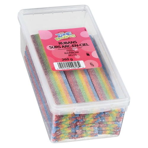 Les Aliments Johnvince Candy Fizzy Rainbow Belts 260 g