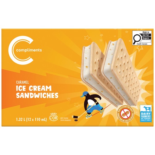 Compliments lce Cream Sandwiches Caramel 12 x 110 ml