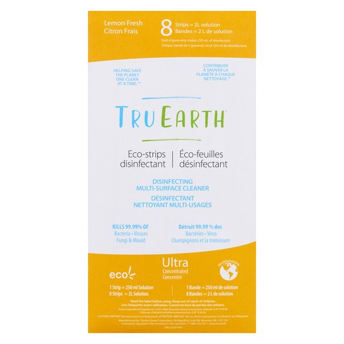 Tru Earth Disinfecting Eco Strips Cleaner Lemon Fresh 8 EA
