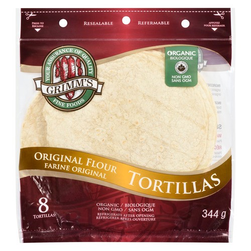 Grimm's Organic Tortilla Non GMO Original Flour 8-Inch 344 g