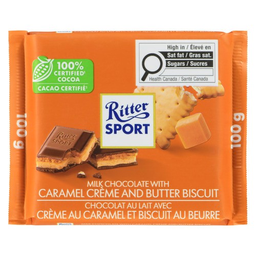Ritter Sport Milk Chocolate Caramel Crème And Butter Biscuit 100 g