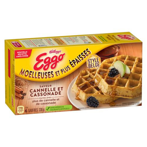 Kellogg Eggo Waffles Thick & Fluffy Cinnamon Brown Sugar 6 Count 330 g