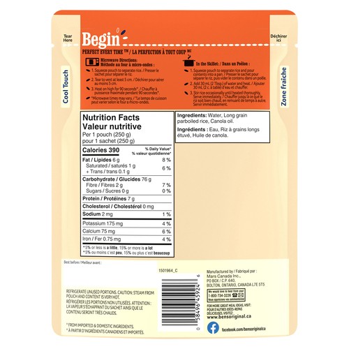 Ben's Original Bistro Express White Rice Converted Long Grain 250 g