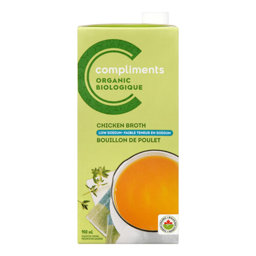 Compliments Organic Chicken Broth Low Sodium 900 ml