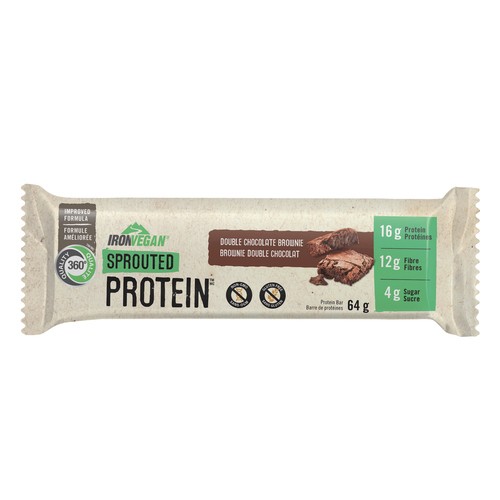 Iron Vegan Gluten-Free Sprouted Protein Bar Double Chocolate Brownie 64 g