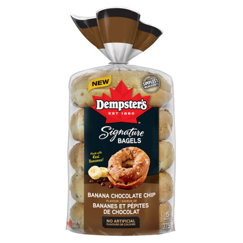 Dempster’s Signature Bagels Banana Chocolate Chip Flavour 5 Pack 375 g 