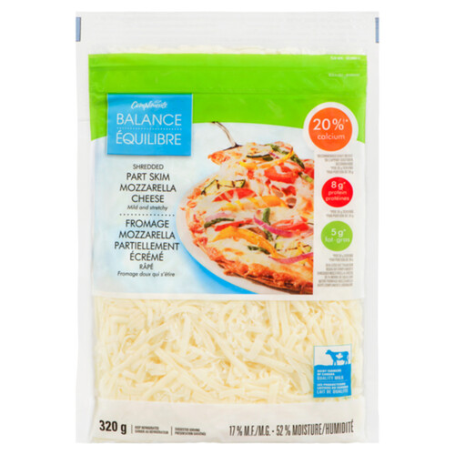 Compliments Balance Shredded Cheese Partially Skim Mozzarella 320 g