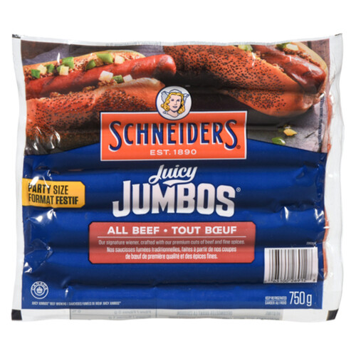 Schneiders Juicy Jumbos Hot Dogs All Beef Family Pack 750 g