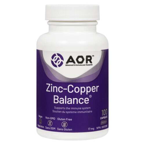 AOR Zinc-Copper Balance 17 mg Capsules 100 Count