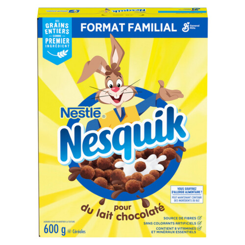 Nesquik Breakfast Cereal Chocolate Whole Grains Family Size 600 g