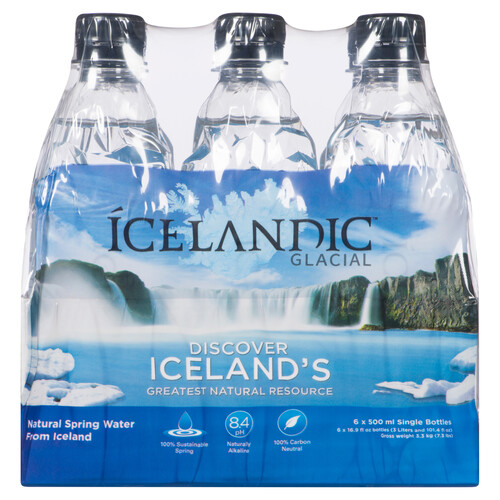 Icelandic Glacial Spring Water Natural 6 x 500 ml (bottles)