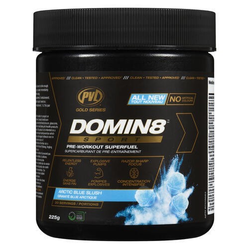 PVL Domin8 Sport Pre-Workout Superfuel Arctic Blue Slush 225 g